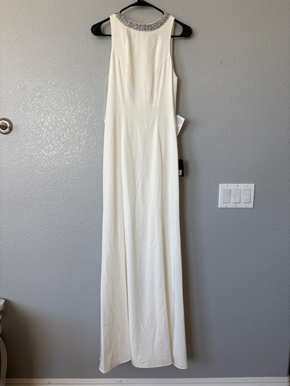 Mac Duggal Ivory Beaded Neckline Evening Gown